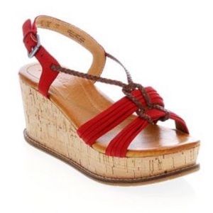 NAYA Nalisha Red Cork Platform Wedged Sandals